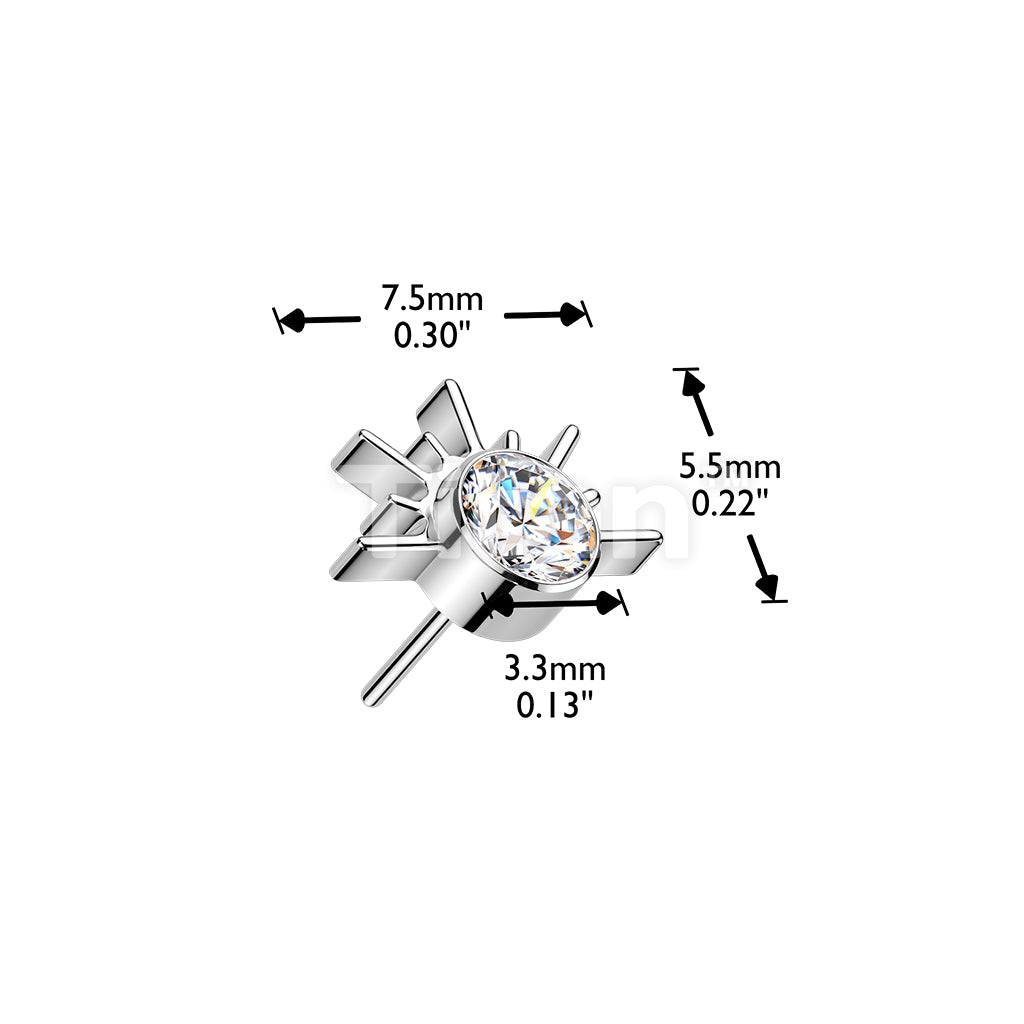 Titanium Threadless Push In Sunrise With CZ or Opal Center Top - Image 6