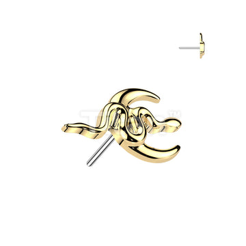 Titanium Threadless Push In Crescent Moon and Snake Top - Image 2