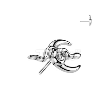Titanium Threadless Push In Crescent Moon and Snake Top - Image 3