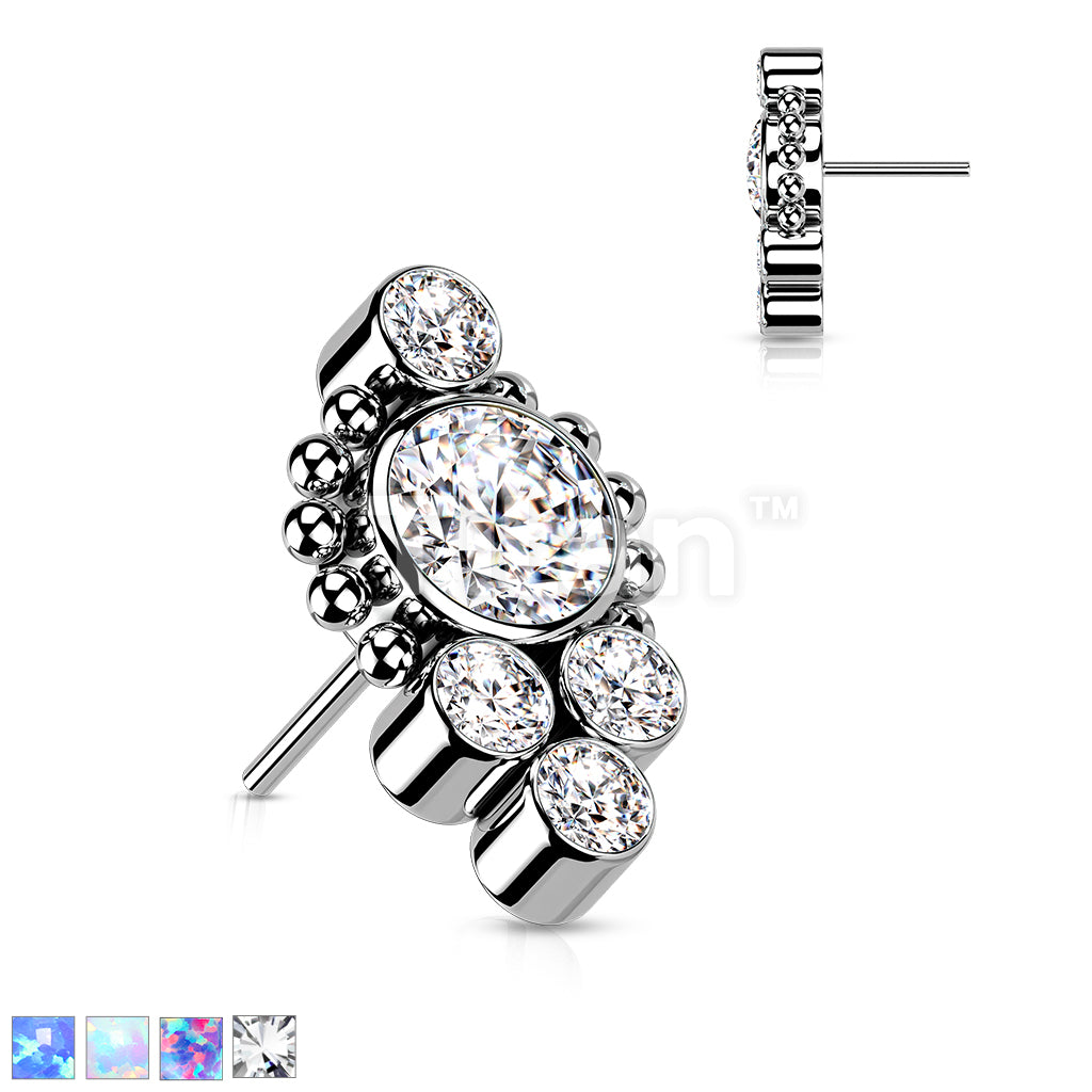 Implant Grade Titanium Threadless Push In Bezel Set CZ or Opal Center... - Image 2