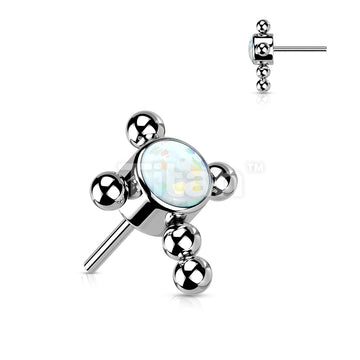 Implant Grade Titanium Threadless Push In Beaded Cross With Bezel Set Opal or CZ Center Top - Image 6