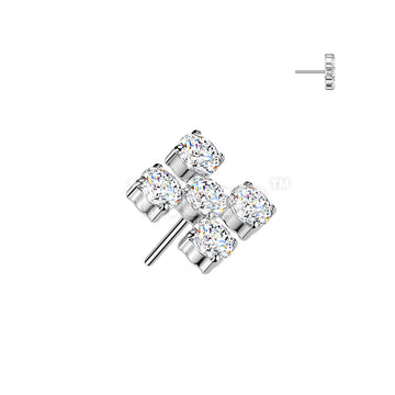 Titanium Threadless Push In 5 CZ Cross Top - Image 2