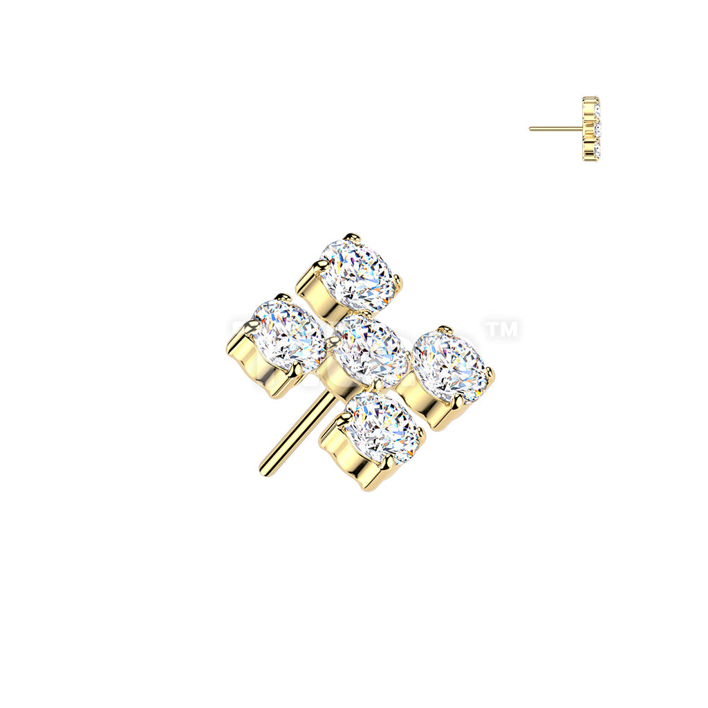 Titanium Threadless Push In 5 CZ Cross Top - Image 3