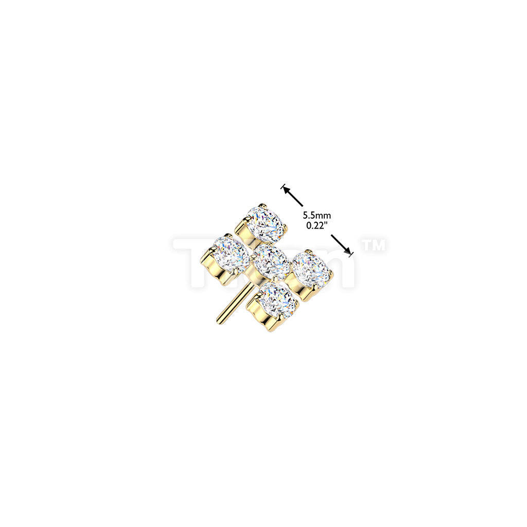 Titanium Threadless Push In 5 CZ Cross Top - Image 4