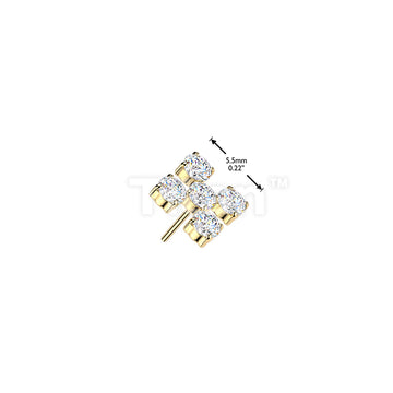 Titanium Threadless Push In 5 CZ Cross Top - Image 4
