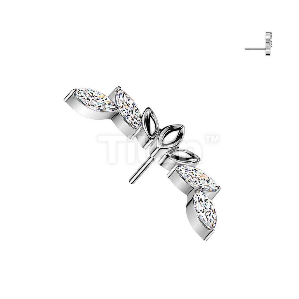 Titanium Threadless Push In Marquise CZ Wings Top - Image 2