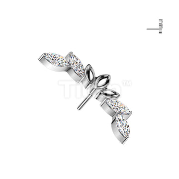 Titanium Threadless Push In Marquise CZ Wings Top - Image 2