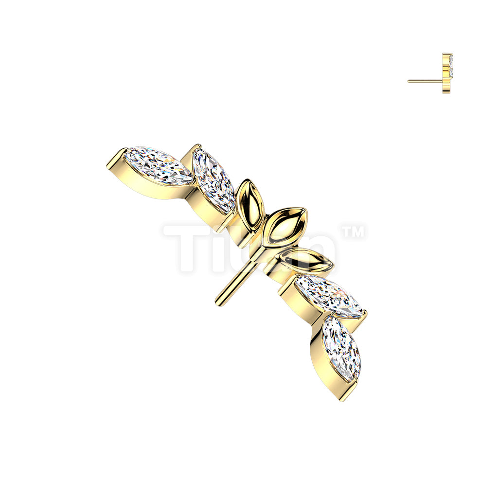 Titanium Threadless Push In Marquise CZ Wings Top - Image 3