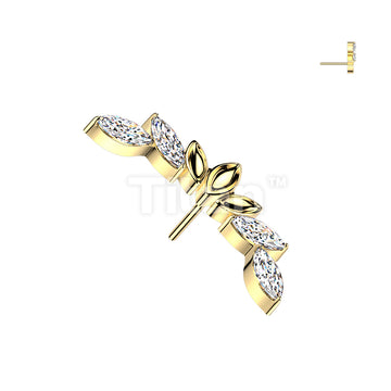 Titanium Threadless Push In Marquise CZ Wings Top - Image 3
