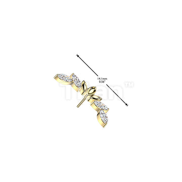 Titanium Threadless Push In Marquise CZ Wings Top - Image 4