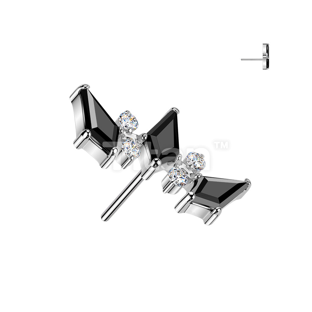 Titanium Threadless Push In Triple Black Diamond Cut CZ Crown Top - Image 2