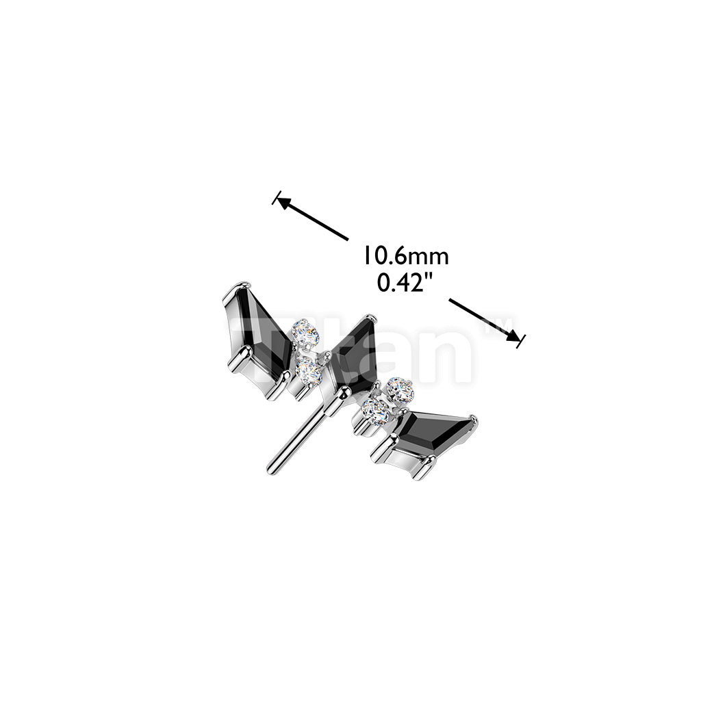 Titanium Threadless Push In Triple Black Diamond Cut CZ Crown Top - Image 4