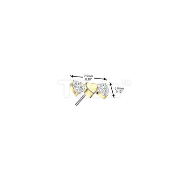 Titanium Threadless Push In Triple Heart Top With 2 CZ Heart  - Image 4
