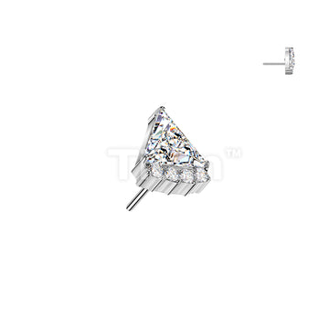 Titanium Threadless Push In Triangle CZ With Round CZ Top - Image 2