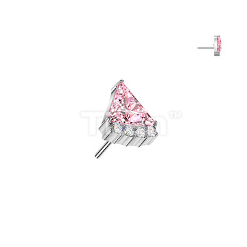 Titanium Threadless Push In Triangle CZ With Round CZ Top - Image 4
