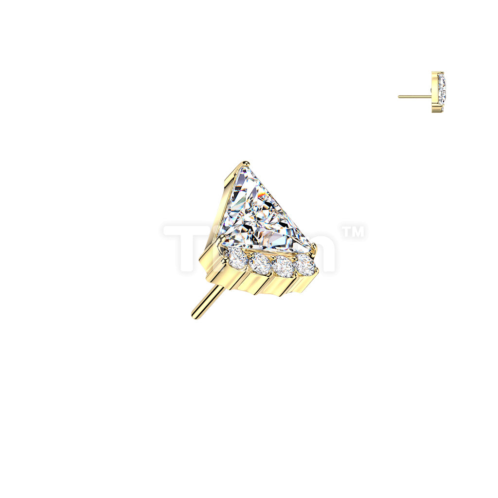 Titanium Threadless Push In Triangle CZ With Round CZ Top - Image 5