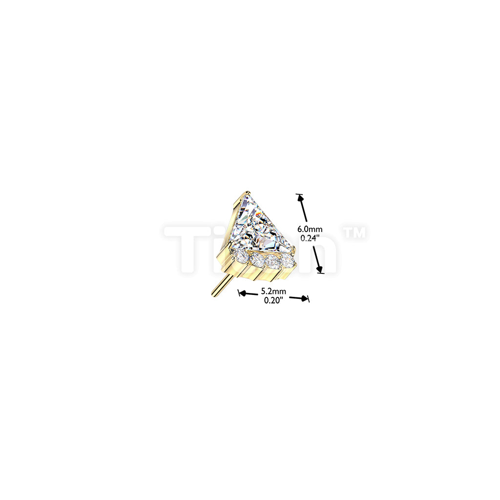 Titanium Threadless Push In Triangle CZ With Round CZ Top - Image 6