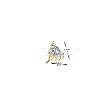Titanium Threadless Push In Triangle CZ With Round CZ Top - Image 6