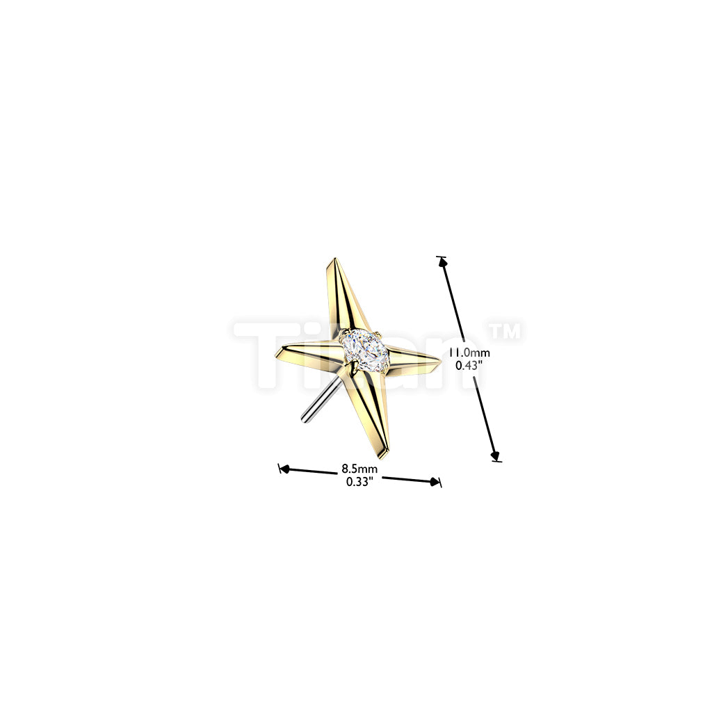 Titanium Threadless Push In North Star Cross With CZ Center Top - Image 4