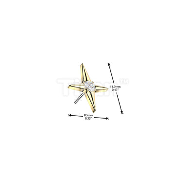 Titanium Threadless Push In North Star Cross With CZ Center Top - Image 4