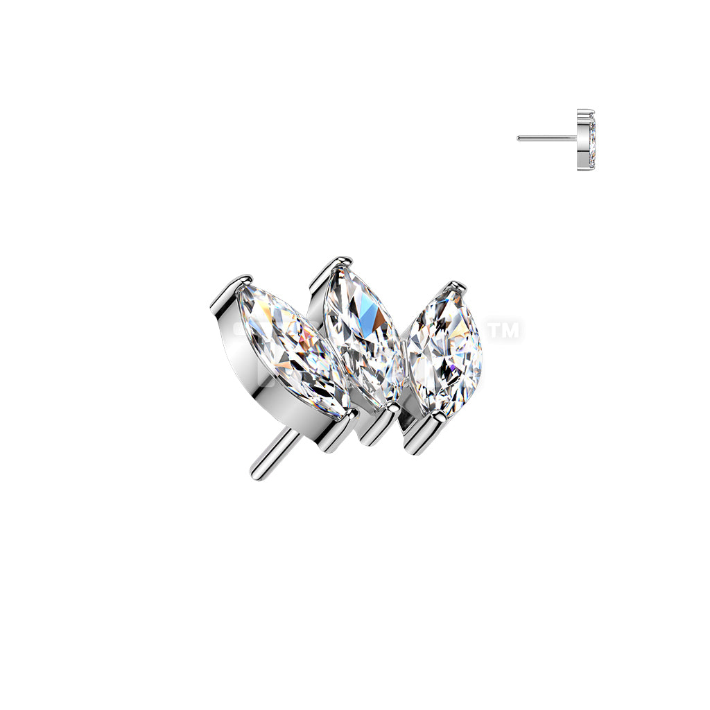 Titanium Threadless Push In 3 Marquise CZ Top - Image 2