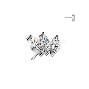 Titanium Threadless Push In 3 Marquise CZ Top - Image 2