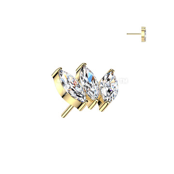 Titanium Threadless Push In 3 Marquise CZ Top - Image 3