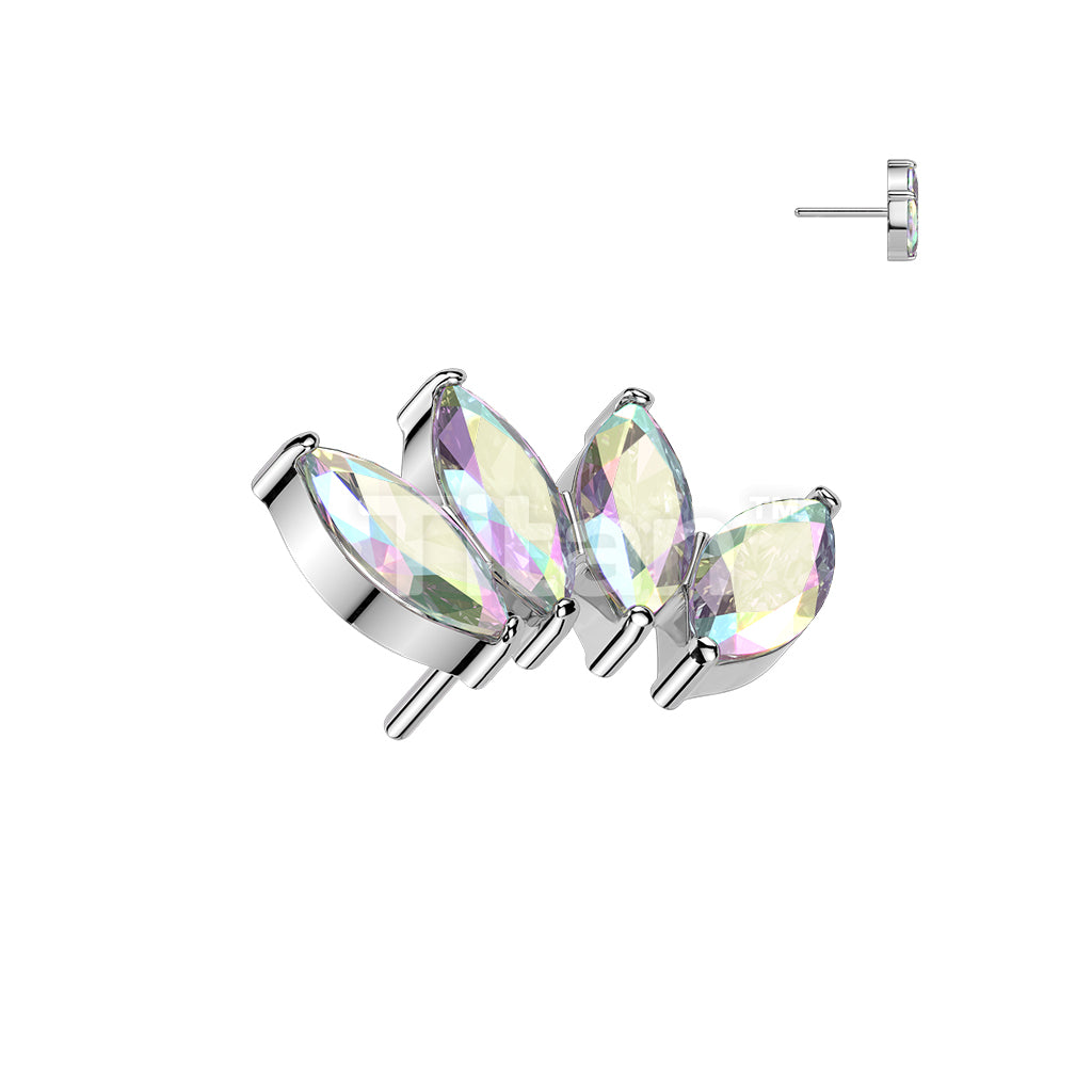 Titanium Threadless Push In 4 Marquise CZ Fan Top - Image 2