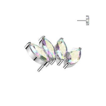Titanium Threadless Push In 4 Marquise CZ Fan Top - Image 2