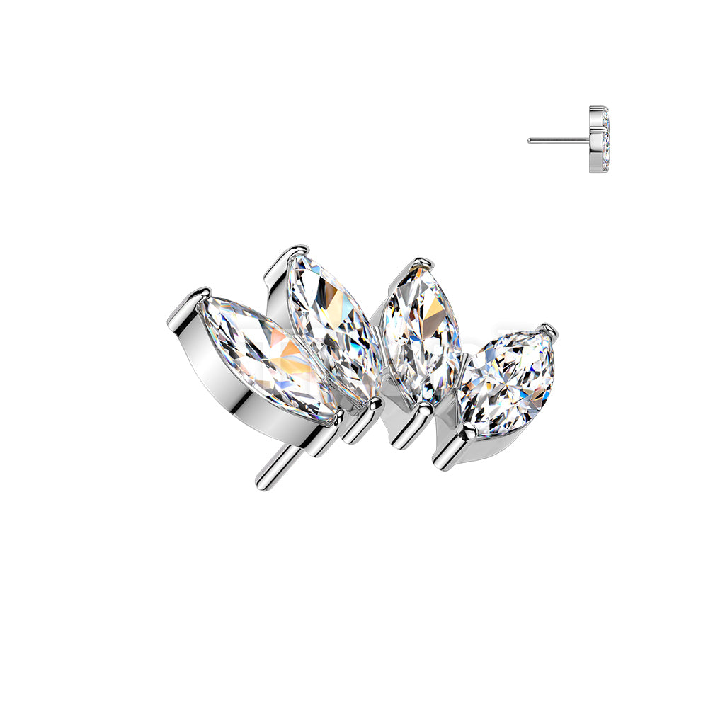 Titanium Threadless Push In 4 Marquise CZ Fan Top - Image 3