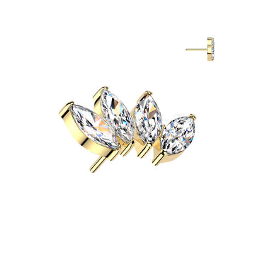 Titanium Threadless Push In 4 Marquise CZ Fan Top - Image 4