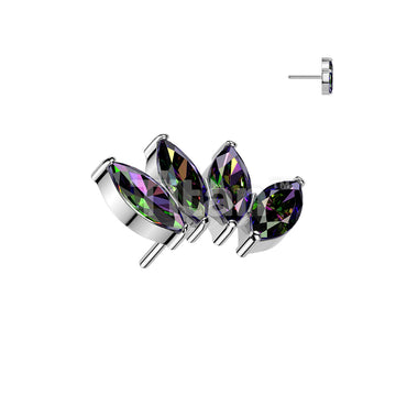 Titanium Threadless Push In 4 Marquise CZ Fan Top - Image 5