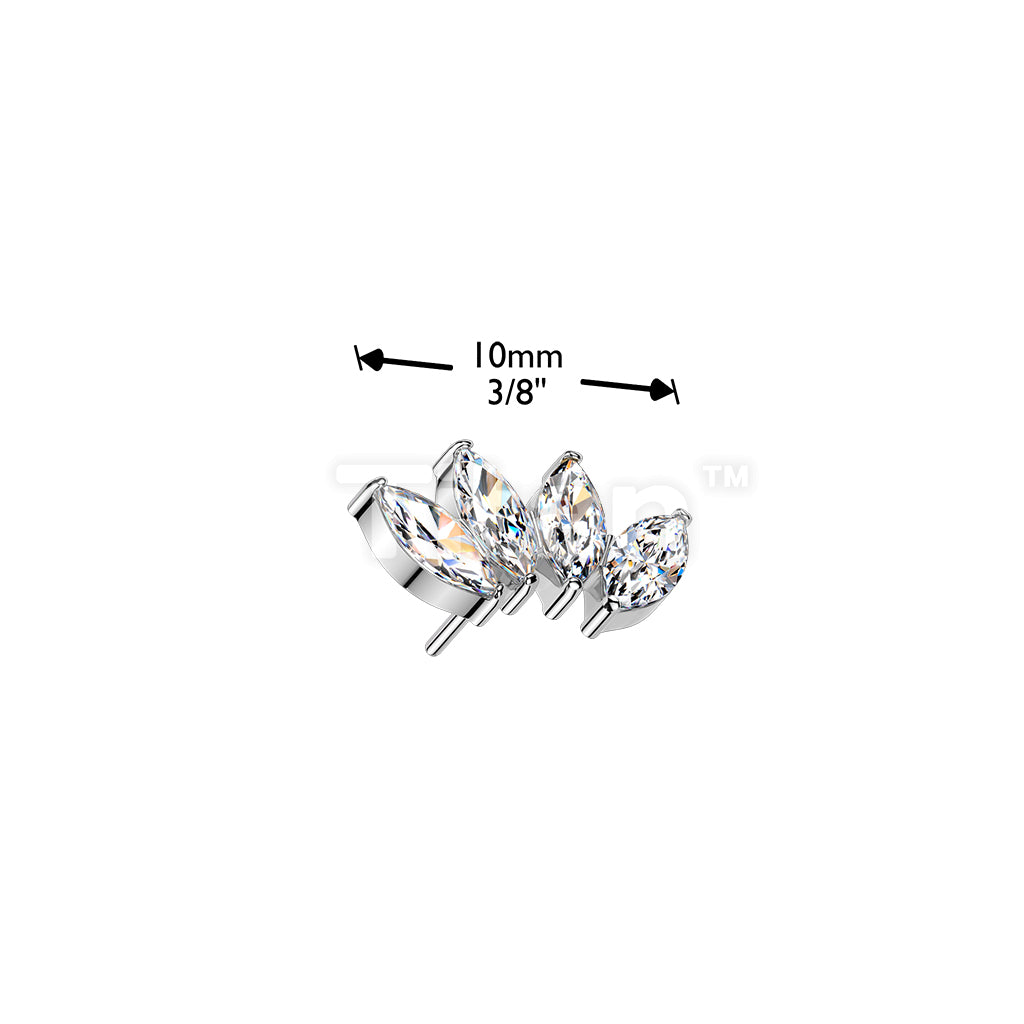 Titanium Threadless Push In 4 Marquise CZ Fan Top - Image 6