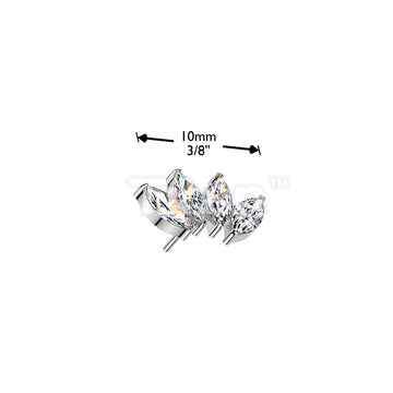 Titanium Threadless Push In 4 Marquise CZ Fan Top - Image 6