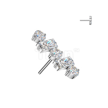 Titanium Threadless Push In Round & Baguette CZ Line Top - Image 2