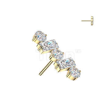 Titanium Threadless Push In Round & Baguette CZ Line Top - Image 3