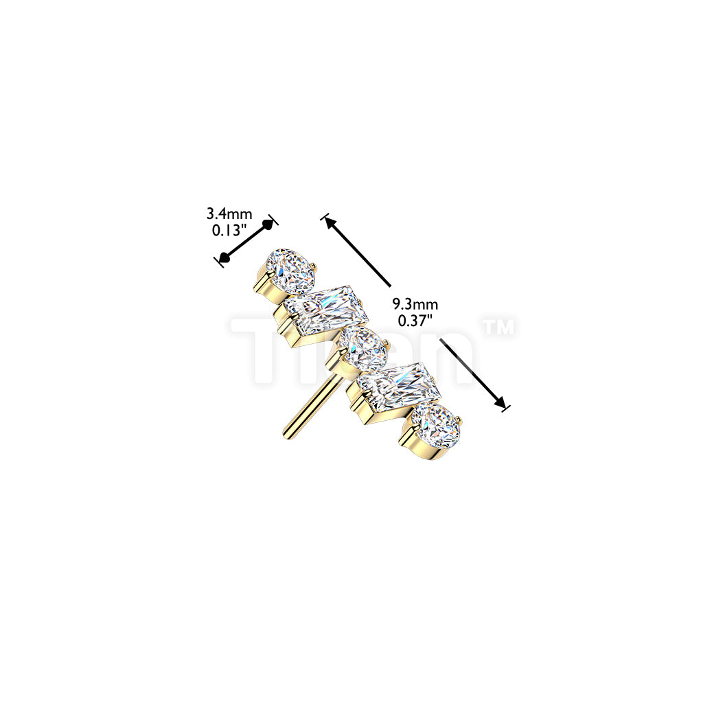 Titanium Threadless Push In Round & Baguette CZ Line Top - Image 4