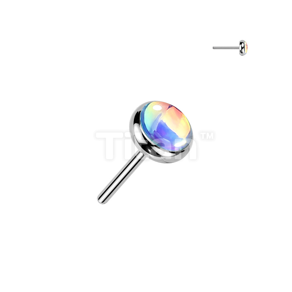 Titanium Threadless Push In Iridescent Stone Top - Image 2