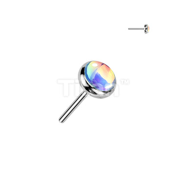 Titanium Threadless Push In Iridescent Stone Top - Image 2