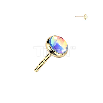 Titanium Threadless Push In Iridescent Stone Top - Image 4