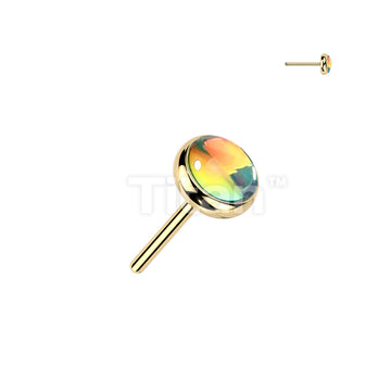 Titanium Threadless Push In Iridescent Stone Top - Image 5