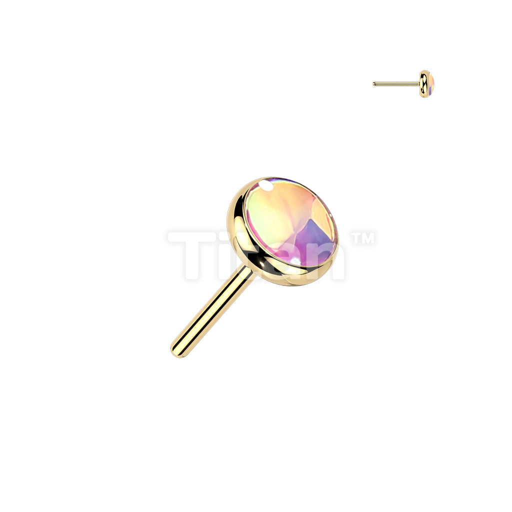 Titanium Threadless Push In Iridescent Stone Top - Image 6