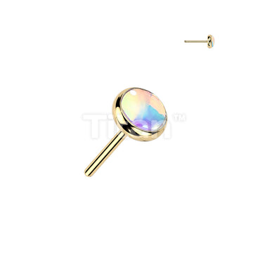 Titanium Threadless Push In Iridescent Stone Top - Image 7