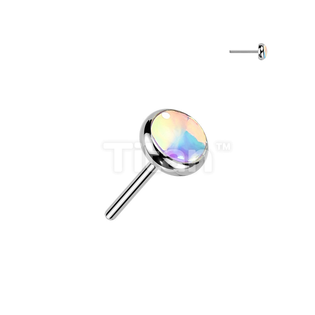 Titanium Threadless Push In Iridescent Stone Top - Image 9