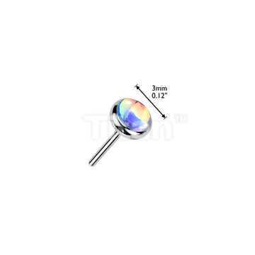Titanium Threadless Push In Iridescent Stone Top - Image 10