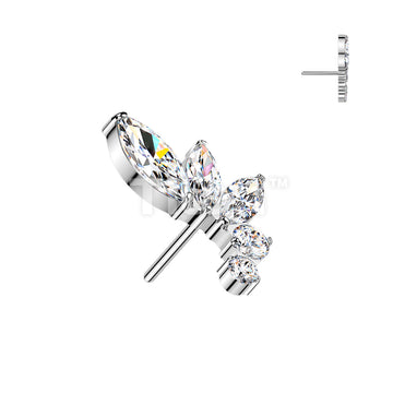 Titanium Threadless Push In Marquise & Round CZ Curved Top - Image 2