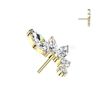 Titanium Threadless Push In Marquise & Round CZ Curved Top - Image 3