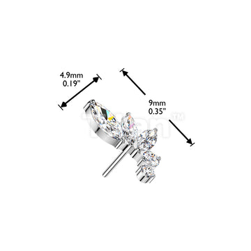 Titanium Threadless Push In Marquise & Round CZ Curved Top - Image 4