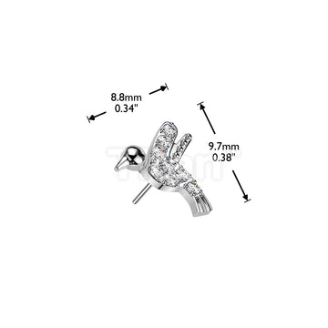Titanium Threadless Push In Pave CZ Hummingbird Top - Image 4