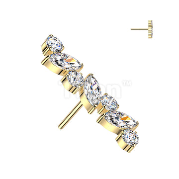 Titanium Threadless Push In Marquise & Round CZ Straight Top - Image 3